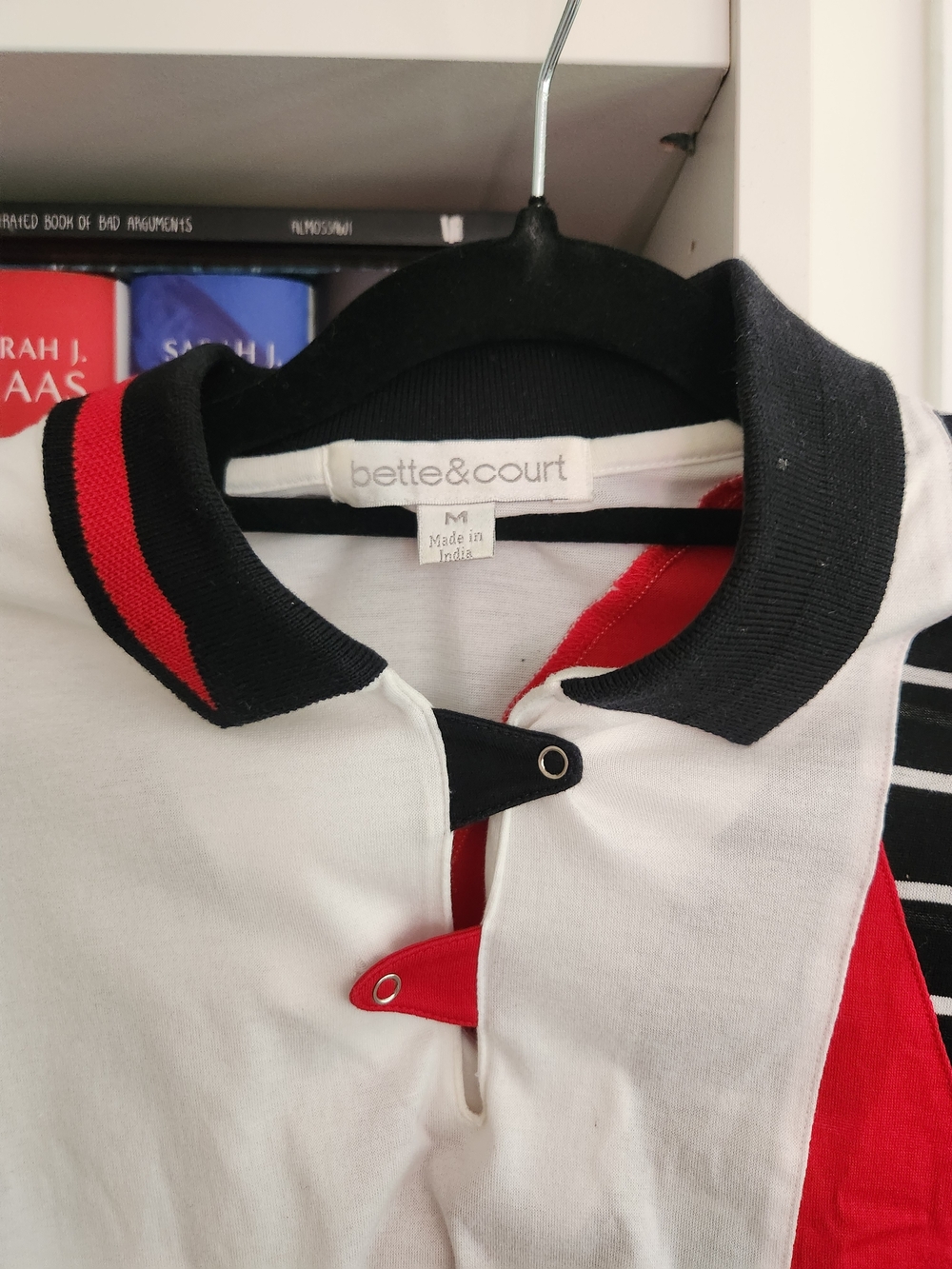 Tennis Colorblock Polo Shirt - Red, Black & White - Picture 2 of 3